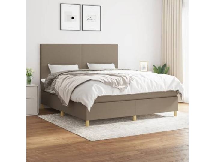 RJPLMFV Lattenrost, 180 x 200 cm, Taupe, mit Matratze Verstellbares Kopfteil, Taschenfedern, mittelharte Unterstützung, strapazierfähiger atmungsaktiver Stoff