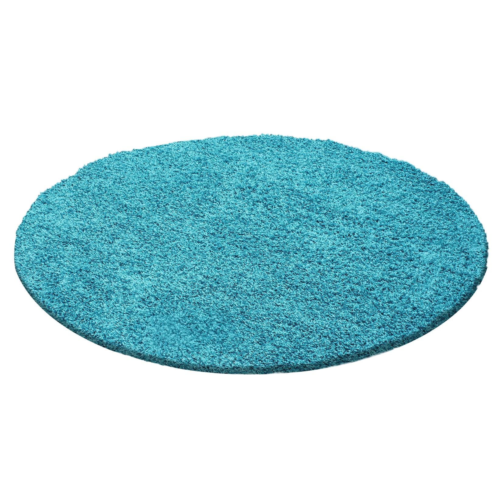 Teppich Hochflor RHEIN in Türkis, einfarbig, Ø 120 cm