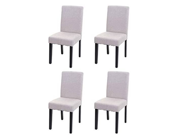 CHEFGASTRO 4er-Set Esszimmerstuhl Stuhl Küchenstuhl klassisch und zeitlos HxBxT 90x43x56cm Sitzhöhe 45cm Textil dunkle Beine Creme-Beige
