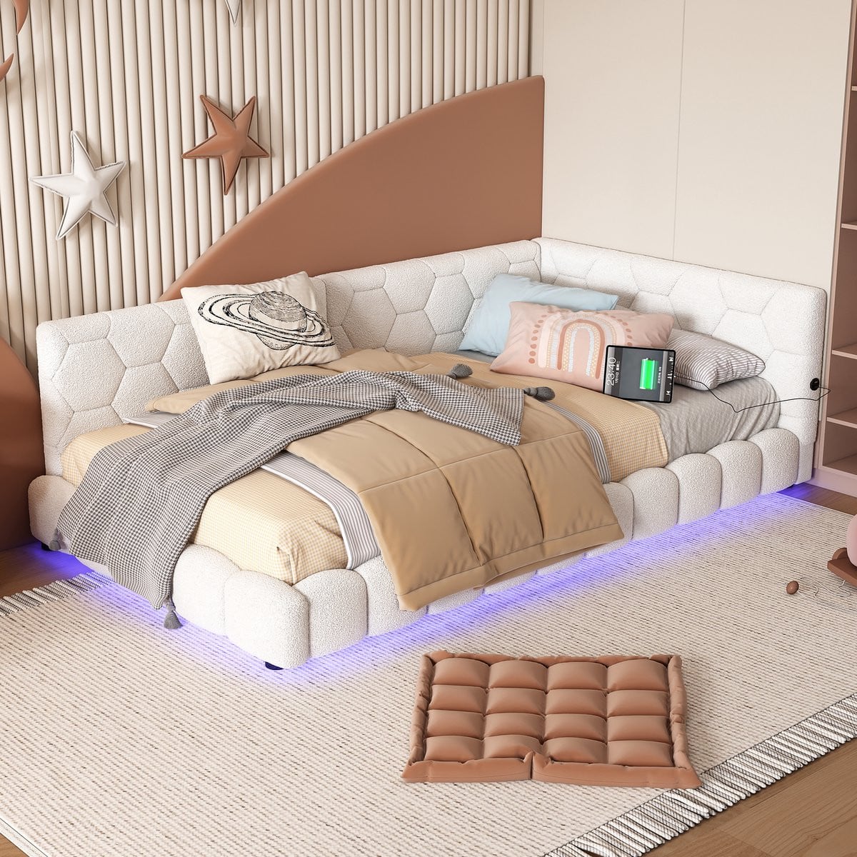 HAUSS SPOLE Dagbed met Lattenbodem en LED-verlichting - Wit - B/D/H: 90 x 200 cm