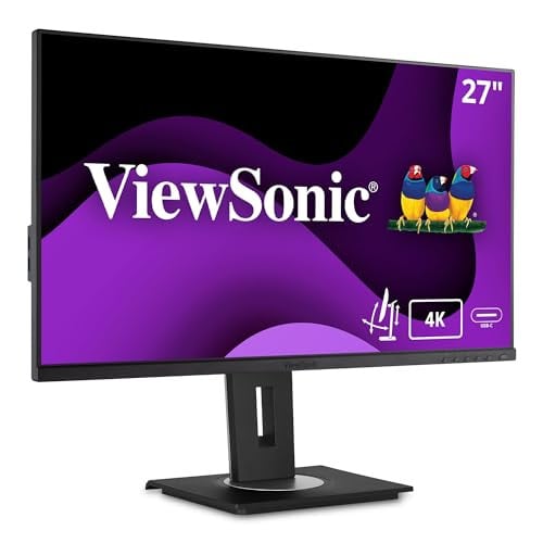 ViewSonic VG2756-4K 68,6 cm (27 inch) kantoormonitor - 4K UHD, IPS, HDMI, DP, RJ45, USB-C, zwart