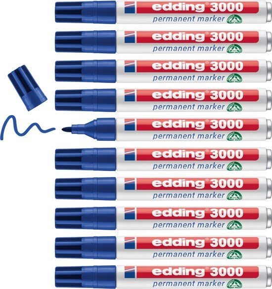 Edding 3000 Permanent Marker met ronde punt 1,5-3 mm, sneldrogend, blauw