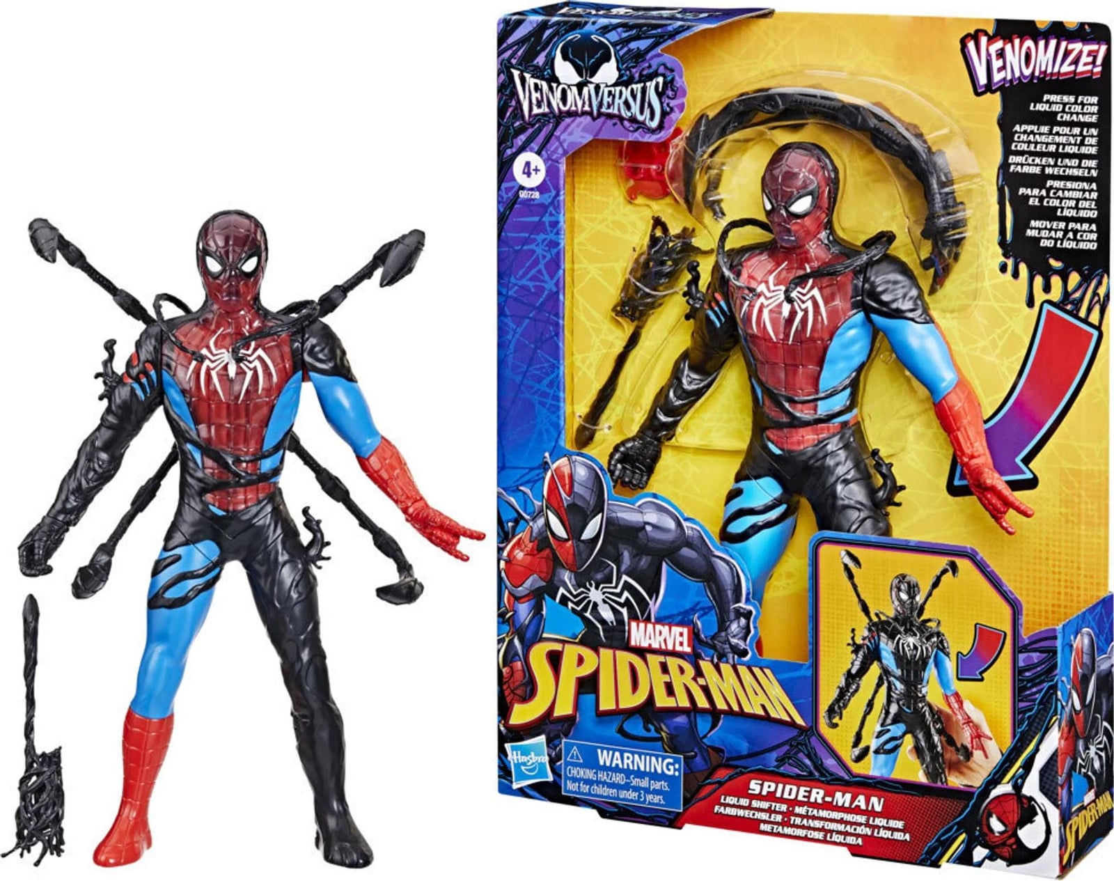 Hasbro Marvel Spider-Man VenomVersus Liquid Metamorphosis Spider-Man figuur met accessoires, 28 cm