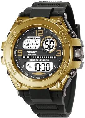 Perfect Picks Market Luxury Digital Sports Watch For Men With LED Display, Stopwatch, Calendar & Waterproof Design gold b