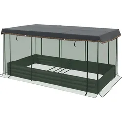 MODFU Hochbeet aus Stahl dunkelgrau 230x110x110 cm mit Pflanzenschutznetz und Sonnenschutz