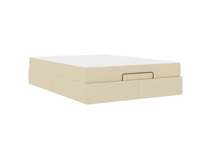 KKgypkn Bettgestell mit Matratze 2 pcs Creme Stoff mit Schubladen, modernes Design, mittelfeste Schaummatratze, Stauraum unter dem Bett