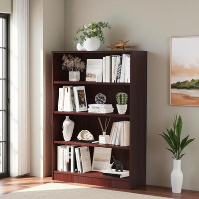 ZWYO HOSIMU "33"" P2 Class Melamine Finished 4-Shelf Modern Bookcase with Adjustable Shelves & Waterproof Scratch-Resistant Surface"