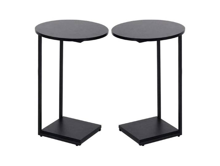 LuxusKollektion Beistelltisch Beistelltisch C förmig 2er Set Metall Holz Schwarz 40*40*60cm(2er Set) (1-St)