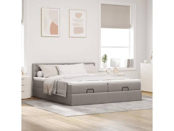 KTHLBRH Boxspringbett 180 x 200 cm mit Matratzen und Kopfteil Hydraulische Matratze, 2 Taschenfederkernmatratzen, 2 Matratzenbezüge, Polyestergewebe
