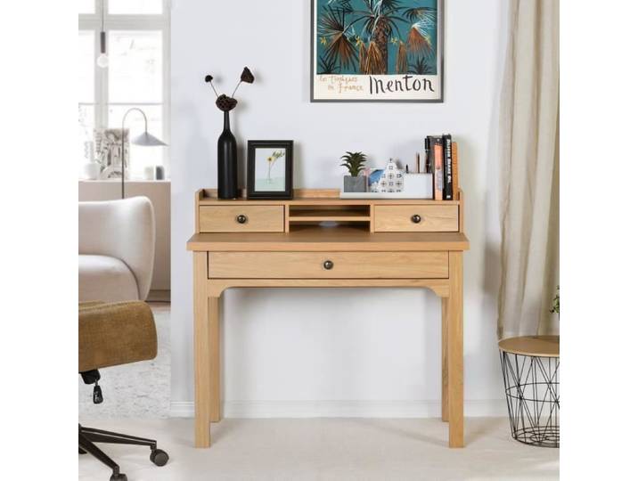 Bureau - URBAN MEUBLE - Classique en bois - 1 tiroir - Style scandinave - 100x50x90cm