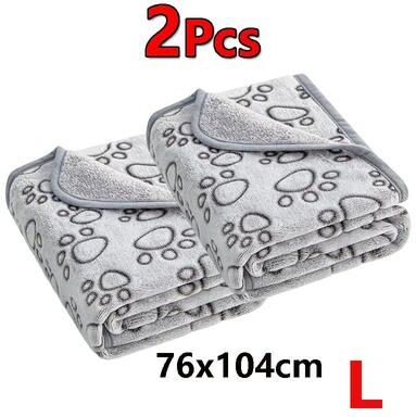 Inspired Living Cozy Paw Print Dog Blanket And Pet Mat Set 2pcs Gray l