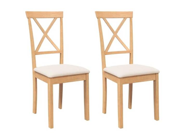 TEKGHUT Esszimmerstühle mit Kissen 2 STK. Massivholz Gummibaum Ergonomische Rückenlehne, Gummibaum-Massivholz, inklusive Kissen, für Esszimmer und Wohnzimmer