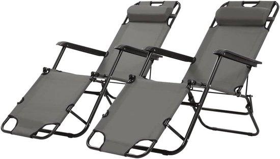 Klappbare Liegestühle mit Fußstütze im Set, für Garten und Strand, 2 Stück
