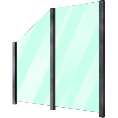 Zaun STAKET PRO, grau, Pfosten: 3 Stk., Aluminium, Glas, Zaunelemente, Glaszaun, Gesamtlänge: 2,29 m, 3 Pfosten