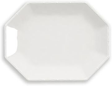 "Abode Homewares Bamboo Raised Rim Melamine Octagonal Serving Tray - White - 16"""