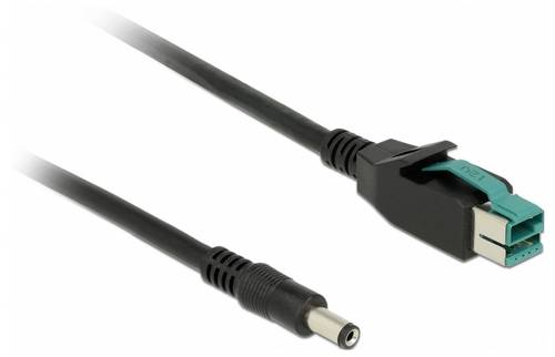 Delock USB-Stromkabel PoweredUSB 12V Stecker, DC Stecker 5,5mm 1.00m Schwarz doppelt geschirmt 85497