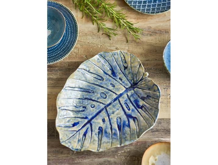 Plat feuille Rowan 27 x 4 x 33cm Bleu