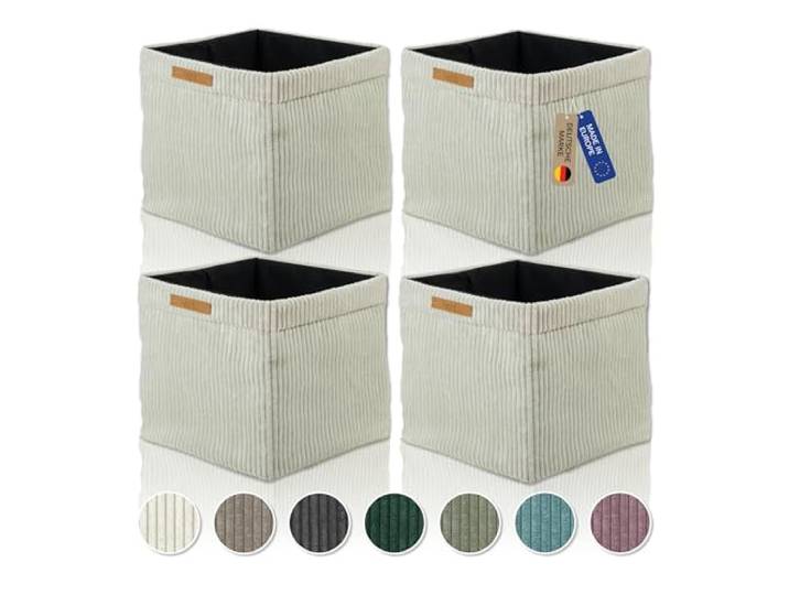 Lycce Kallax Boîtes en tissu de corde\, lot de 4 boîtes de rangement pliables 33 x 33 x H31 cm avec housse de cordon amovible et lavable boîtes d'organisation adaptées pour l'étagère Kallax beige