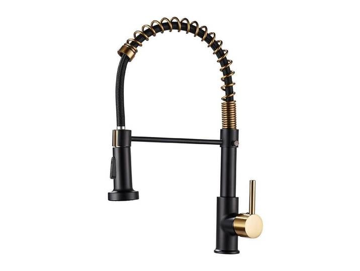 LuxusKollektion Küchenarmatur Küchenarmatur Feder Pull Down Messing Schwarz Gold (1-St)