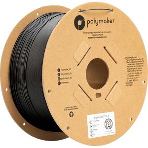 Polymaker Filament PolyTerra, PLA, schwarz, 1,75mm, biobasiert, geruchsarm, matt, 3kg Spule