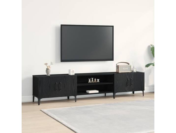 HEFZGDB TV-Schrank Schwarz Eiche 180x31,5x40 cm Holzwerkstoff Moderner Medienregal mit Stauraum Dieser Moderne TV-Schrank in Schwarz-Eiche aus Holzwerkstoff (MDF) mit den Maßen