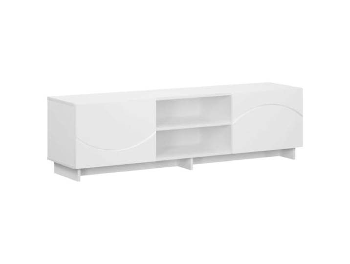 Kaorsrow TV Lowboard Weiß 140x34,5x40 cm Fernsehtisch Holzwerkstoff Praktischer Konsolentisch mit 2 Fächern für Wohnzimmer und Schlafzimmer, hält Ihre Mediengeräte geordnet außer Sichtweite.