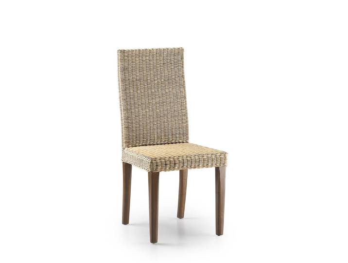 Chaise en rotin et bois marron