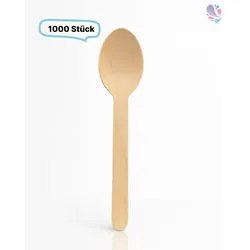 Löffel, Holzlöffel Einwegbesteck, 1.000 Stk, gewachst, biologisch abbaubar, 16 cm