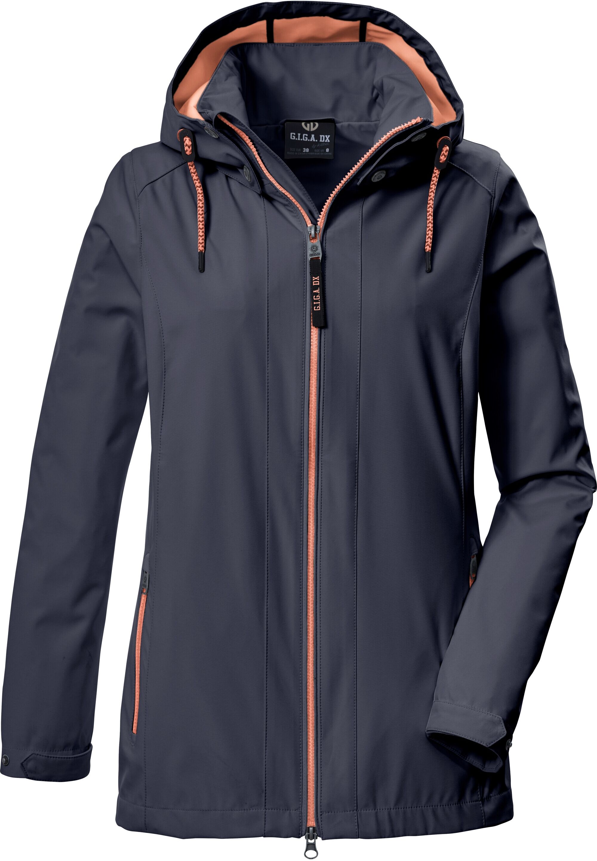 Softshelljacke "GS 96 WMN SFTSHLL JCKT", Damen, Gr. 40, grau (dunkelblau), Oberseite: 100% Polyester.Rückseite: 100% Polyester.Futter: 100% Polyester.Futter 2: 100% Polyester, G.I.G.A. DX BY KILLTEC, Jacken Softshelljacke, Wasserabweisende Softshelljacke 