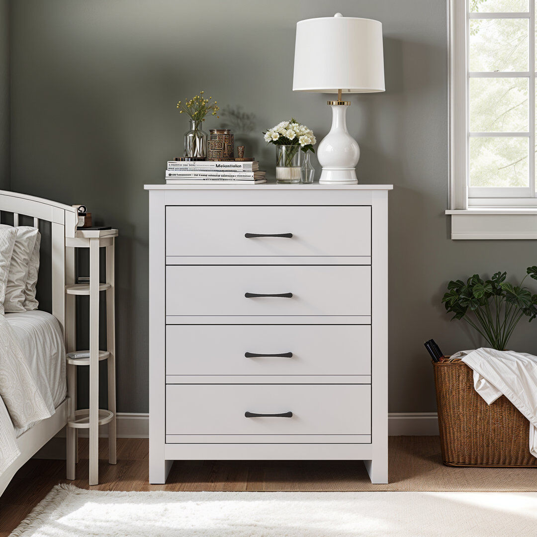 17 Stories Limestone 4 - Drawer Chest of Drawers White/White 95cm H X 79cm W X 39.5cm D