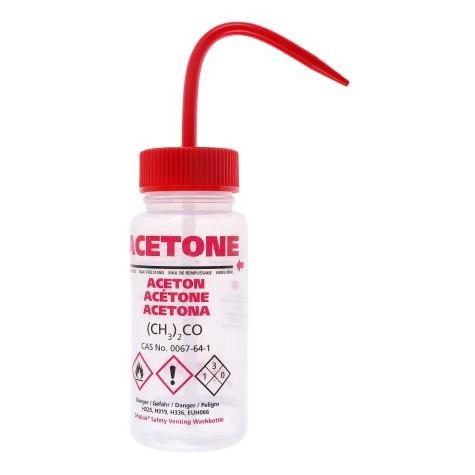 RS PRO Wash bottle,250ml,Acetone,red closures (WGW531VTML)