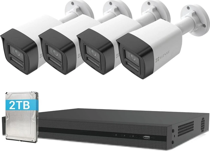 EZVIZ PoE X5K NVR KIT (8 CH, 2 TB) + 4× H3K 4K