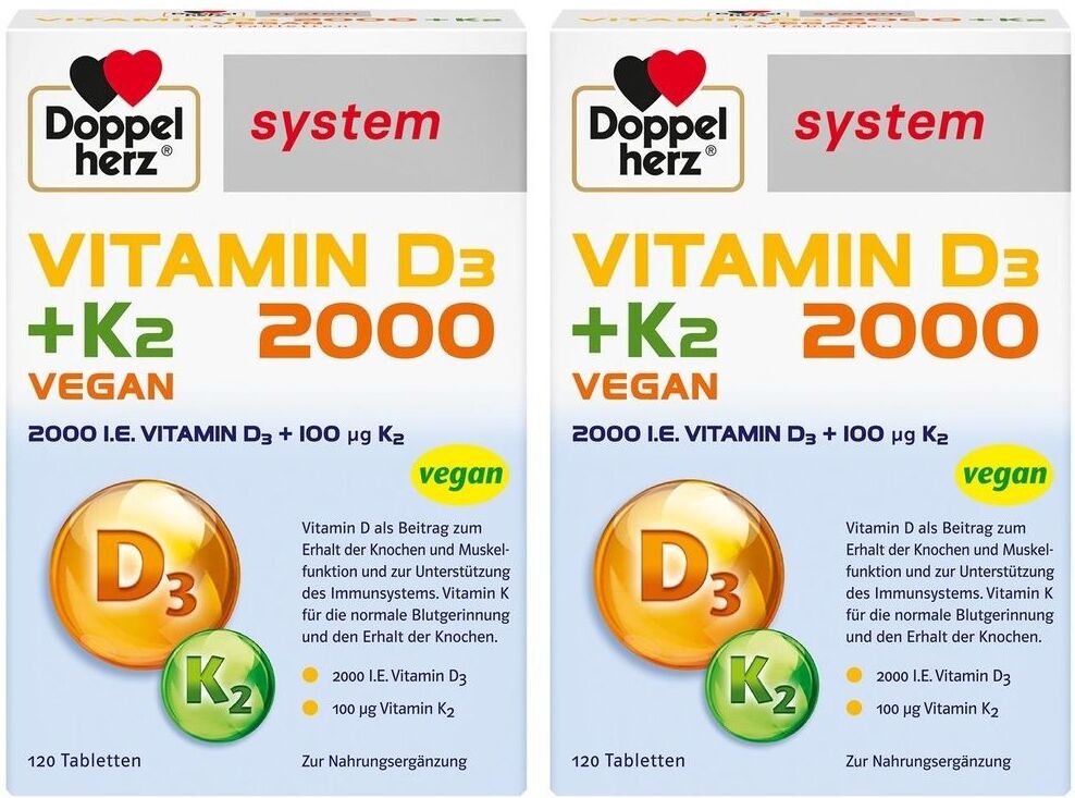 Doppelherz® system Doppelherz Vitamin D3 2000+K2 system Tabletten 2x 2x120 St