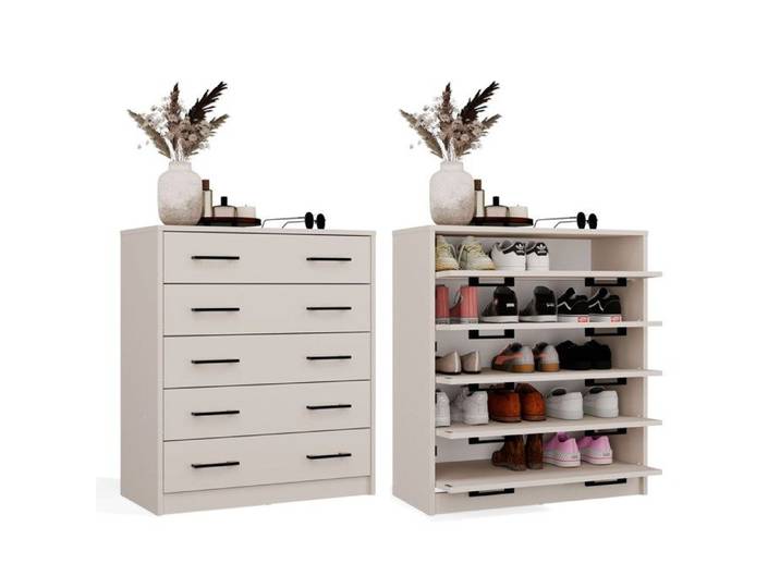 ALEX - Meuble à chaussures - Pour l'entrée - 74x84 5x35 cm - CACHEMIRE