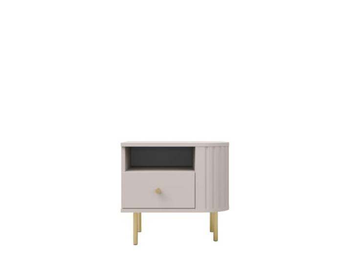 Margaret Hadas24 Nachttisch Olivia Sandbeige 48x45x45 cm Nachtkommode mit Schublade und offenem Fach Schlafzimmer Beistelltisch universeller Montage