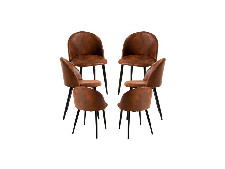 6er Set Black Vint Kunstleder Stühle