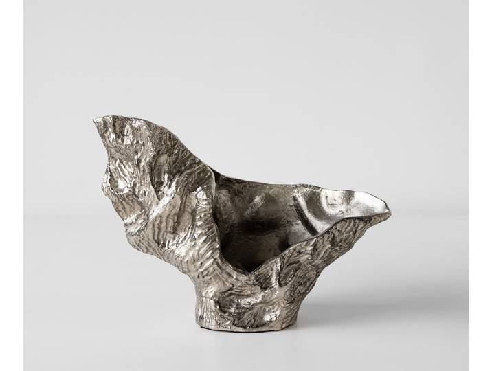 Vase Alaris B44 x T13 x H31 cm Aluminium Platin Handgemacht, Wohnaccessoires