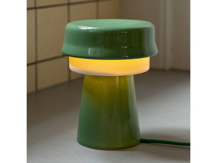 Hat Tischlampe, grün, Porzellan, Ø 16 cm - &Klevering - Schlafzimmer - Design - Keramik