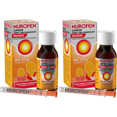 2x Nurofen® Junior Fieber- und Schmerzsaft Erdbeer 40 mg 2x150 ml Suspension zum Einnehmen