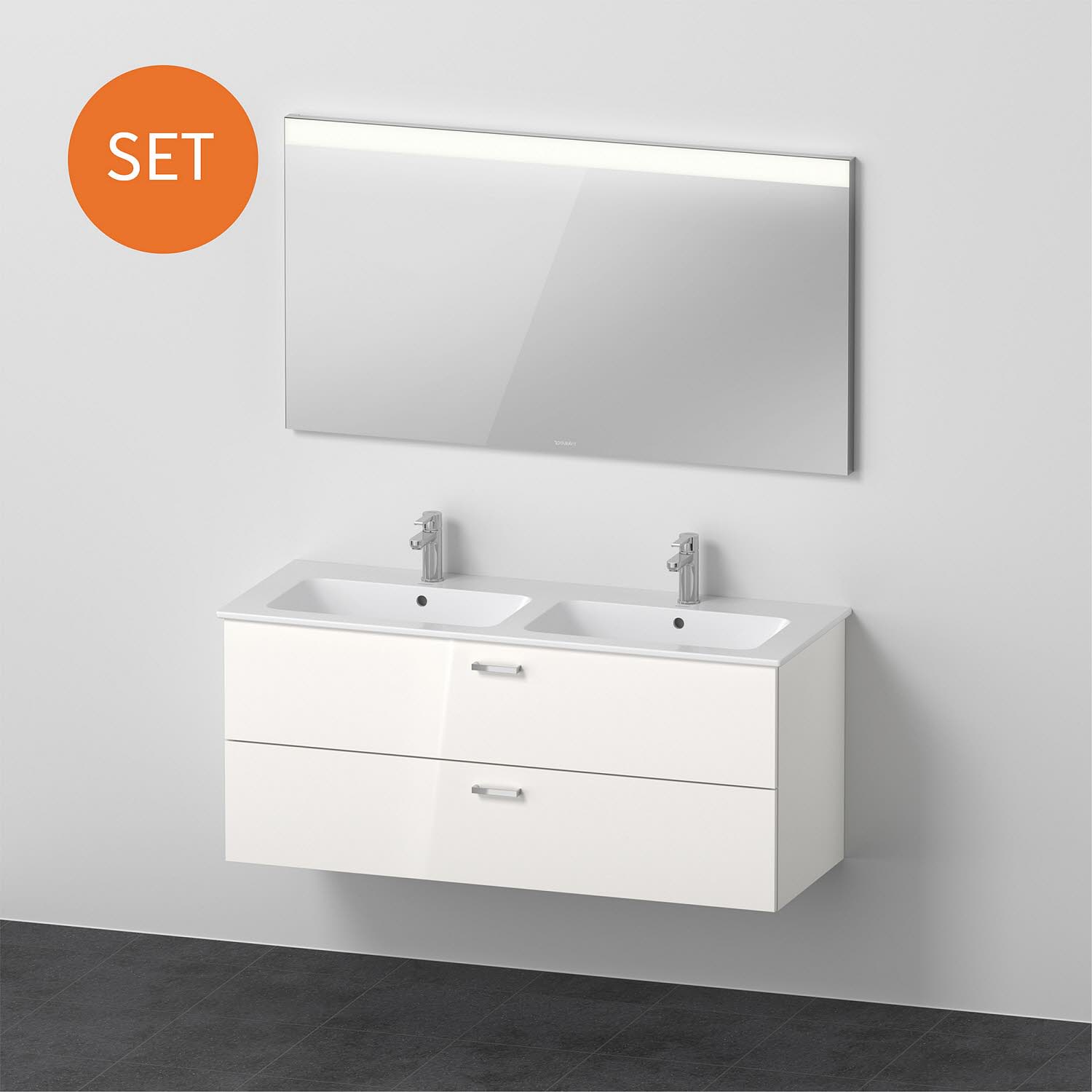 Duravit XBase MöbelSet 130 cm, mit Spiegel