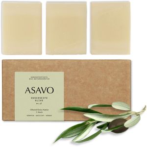ASAVO Seife Premium handgemachte Bio Naturseife, Olivenöl, Festseife, parfümfrei, im Stück, je 95 g, 3 Stück