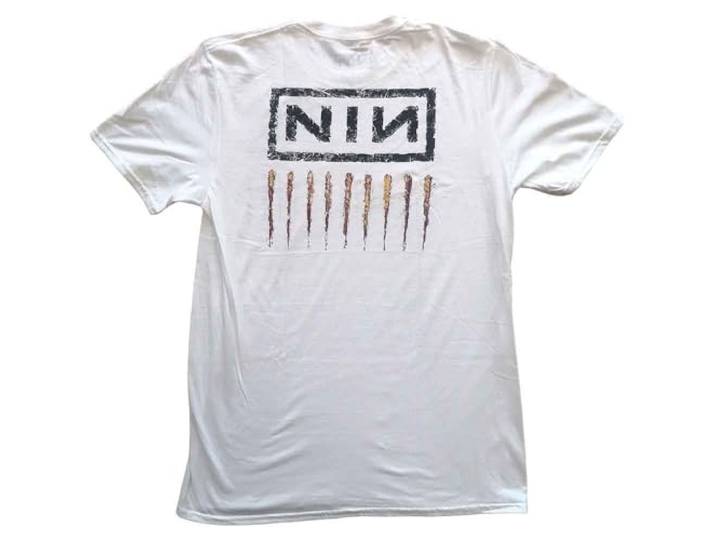 Nine Inch Nails T Shirt Downward Spiral Band Logo nieuw Officieel Mannen Wit XXL