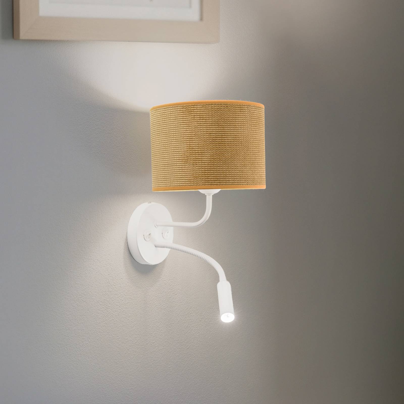 Wandlampe Roller Duolla, gelb / orange, für Schlafzimmer, Textil / Stoff / Seide, Wandleuchte, Wandlampe Innen