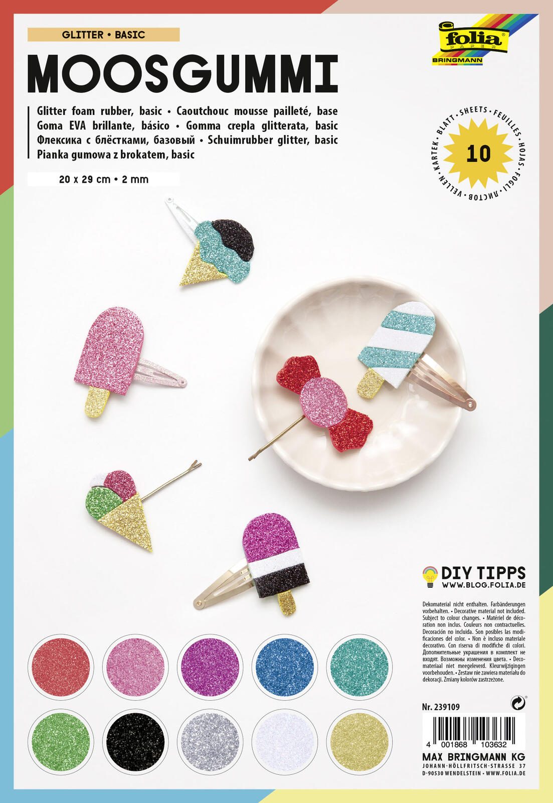 folia Moosgummi mehrfarbig 239109