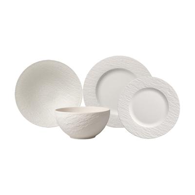 Geschirr-Set VILLEROY & BOCH "Geschirr-Set Manufacture Rock weiß", weiß, 4, Porzellan, Geschirr-Sets, Geschirr-Set, Spülmaschinengeeignet, Mikrowellenfest