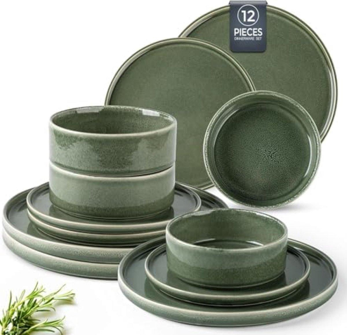 PromoHome Diner-set voor 4 personen - Servies van steengoed, breekvrij en magnetronbestendig