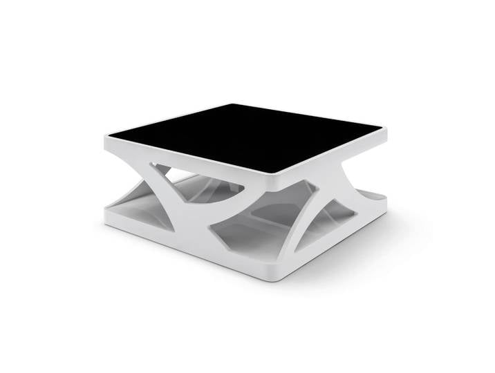 Livetastic Couchtisch, Schwarz, Weiß Hochglanz, Glas, quadratisch, Bodenplatte, 90x38x90 cm, Wohnzimmer, Wohnzimmertische, Couchtische