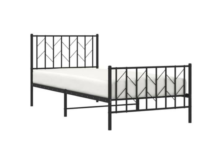 KTHLBRH Bettgestell aus schwarzem Stahl, 90 x 200 cm, mit Kopfteil Stabiler Metallrahmen, Lattenrost inklusive, Bodenfreiheit 26 cm, einfacher Zusammenbau