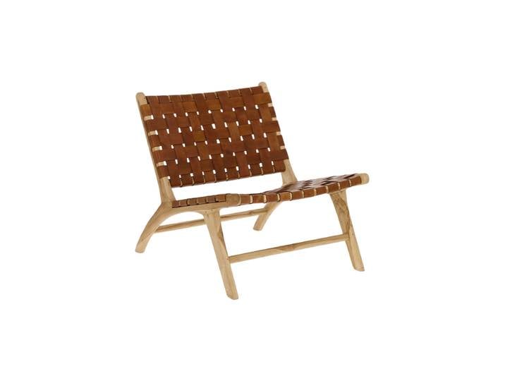 Handgefertigter, massiver Ledersessel „Calixta“ Teak Braun, Natural Kave Home