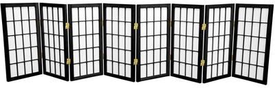 Red Lantern 2 ft. Tall Desktop Window Pane Shoji Screen - Black - 8 Panels